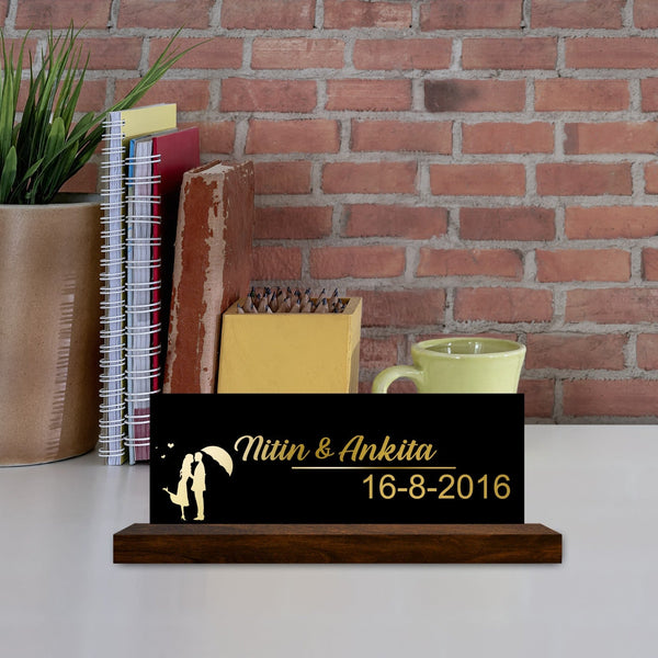 Acrylic Desk Name plate With wooden stand for your loved ones HEARTSLY