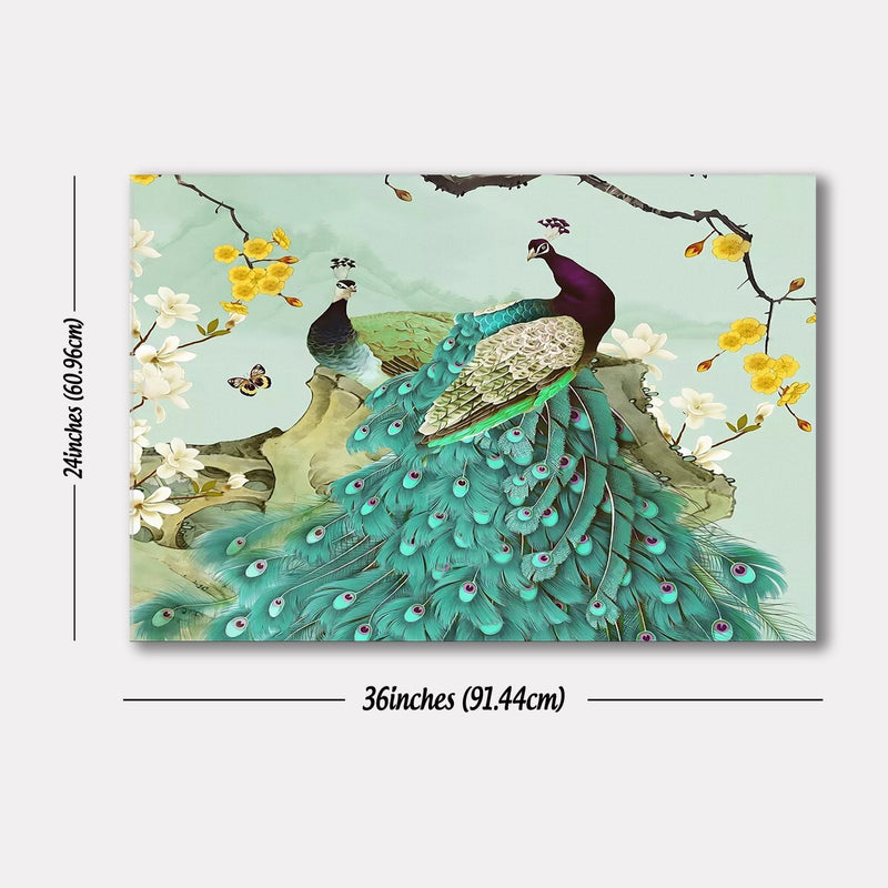 Beautiful Peacock Premium Canvas Wall Painting HEARTSLY