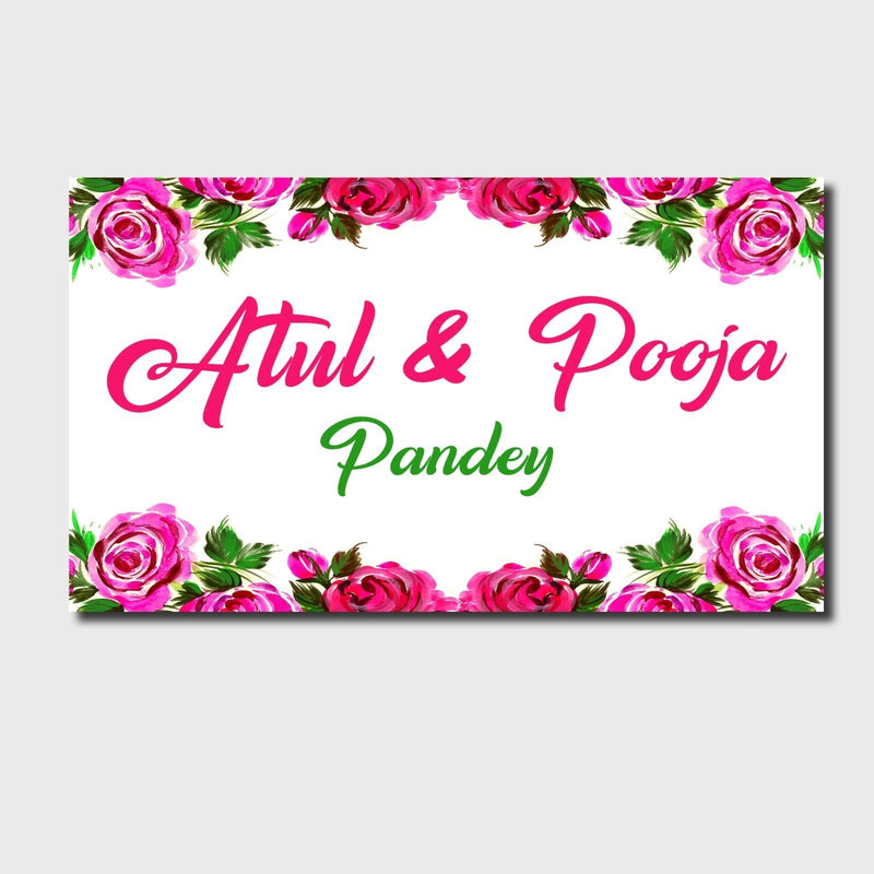 Beautiful Rose Design Acrylic Nameplate HEARTSLY