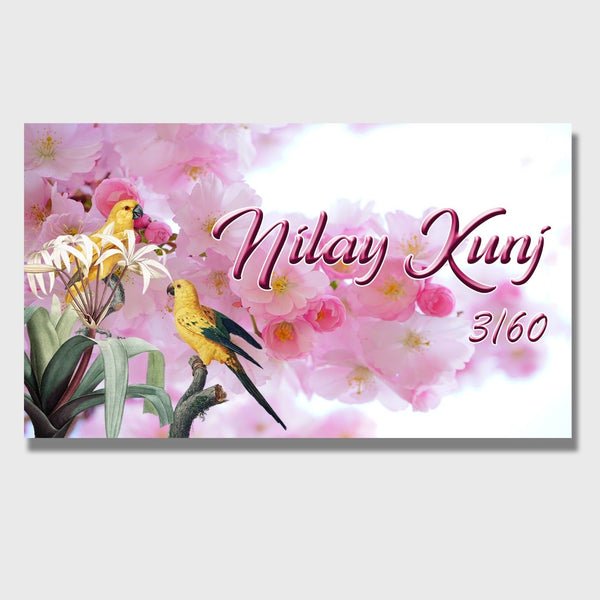 Cheerful Floral Acrylic Name Plate HEARTSLY