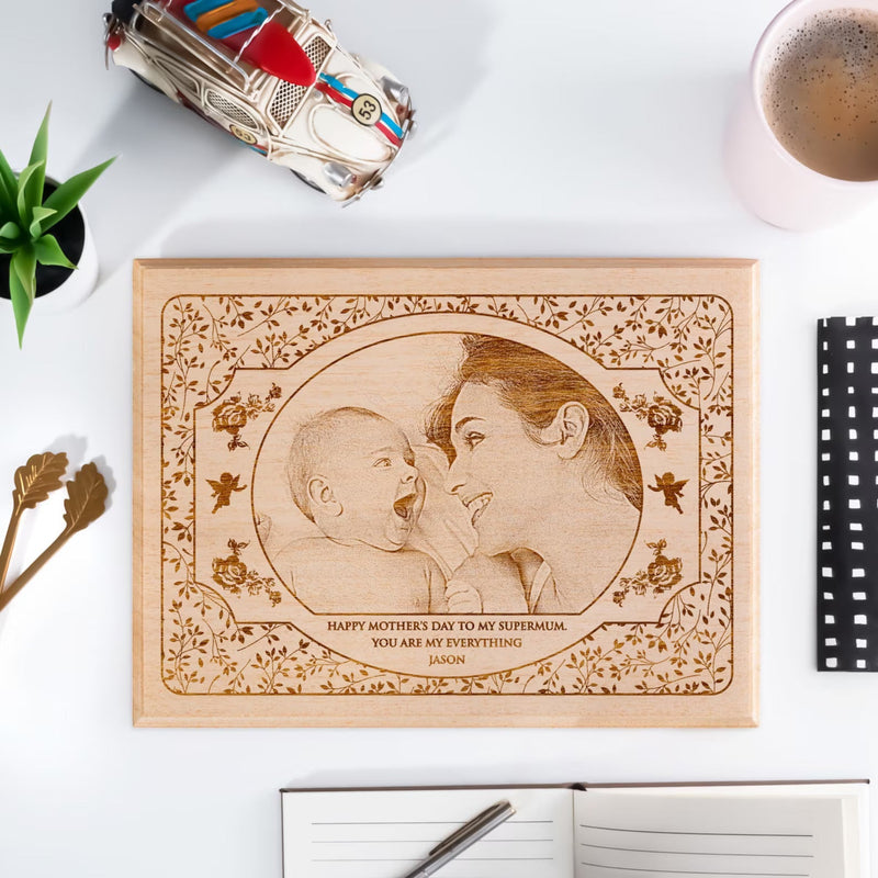 Custom Engraved Wood Photo as Gift for Her. Personalized Photo on Wood as Anniversary Gifts. Laser Engraved Wooden Photo Gift for Couples. HEARTSLY