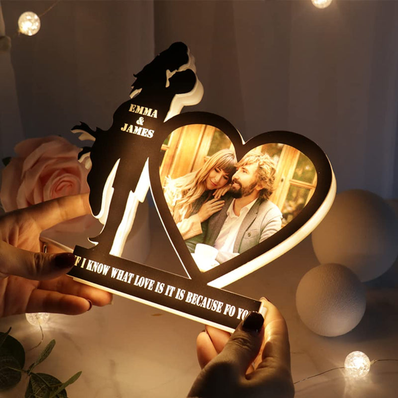Custom LED Photo Heart frame With couple name HEARTSLY
