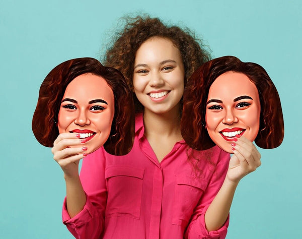 Customize Your Laughs: Personalized Funny Cartoon Face Cut-Out Photo Masks HEARTSLY