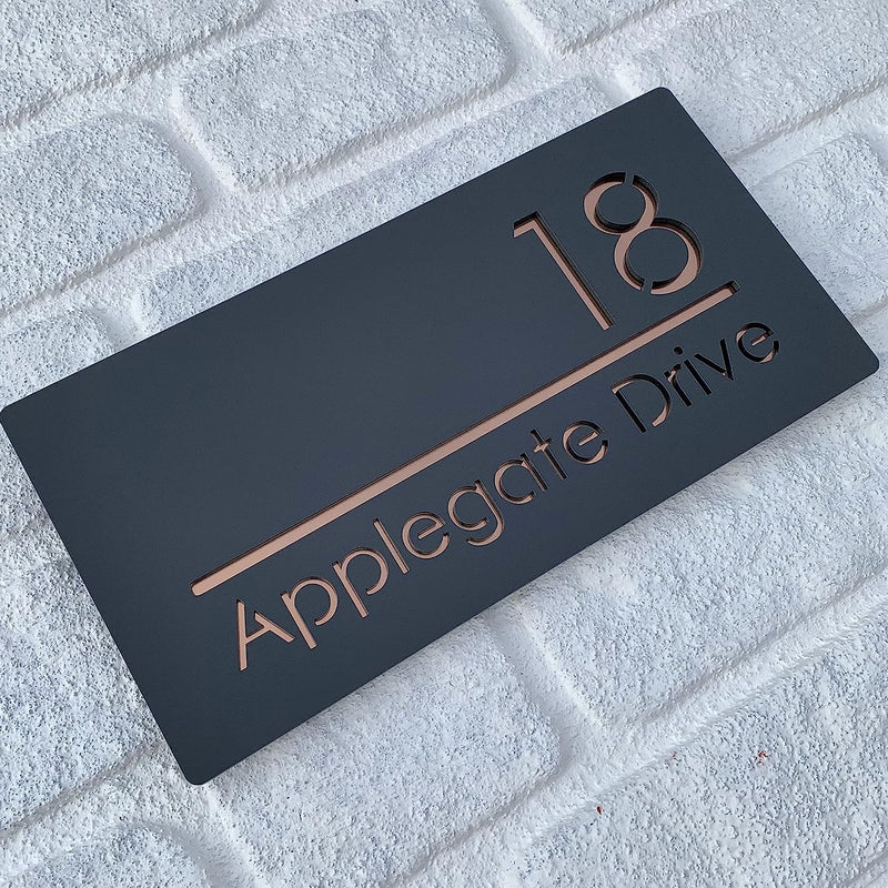 Customized Acrylic Black Board with Rose Gold Acrylic for House Office Flat Door Decoration HEARTSLY