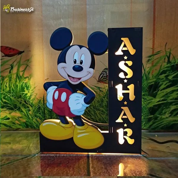 Customized Cartoon Character Led Wooden Name Board HEARTSLY