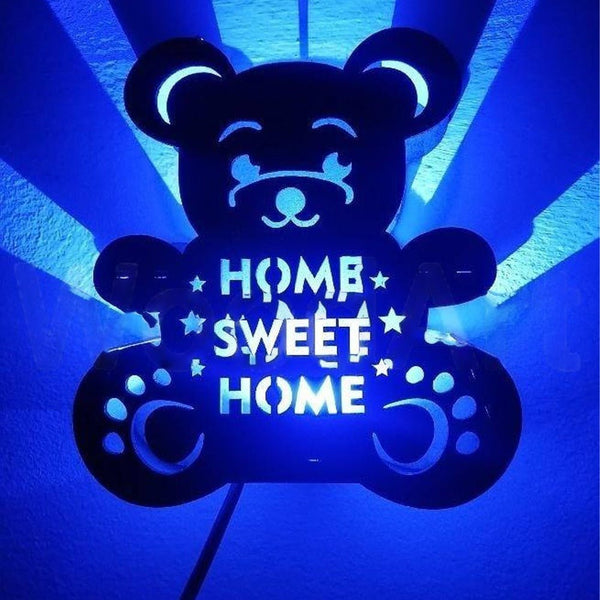 Customized Teddy Bear Name Board With Sigle & Multicolor Led And Remote HEARTSLY