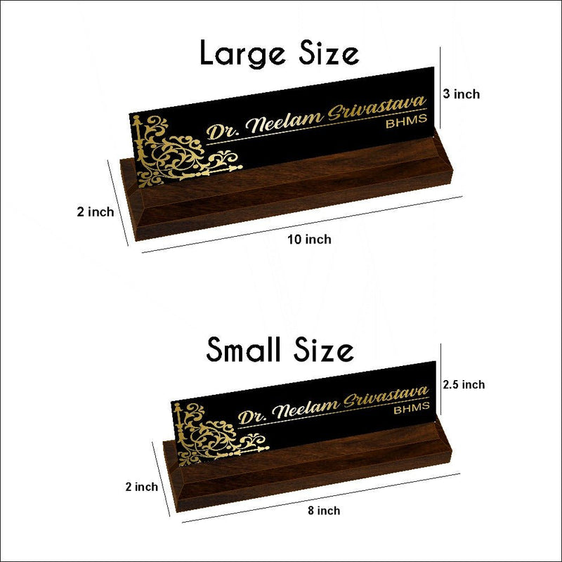 Desktop Acrylic Desk Name plate With wooden stand for Reception HEARTSLY