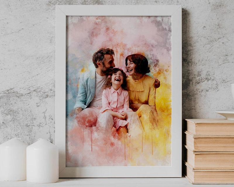 Digital Water color Art From Photo | Personalized Family Portrait | Beautiful Unique Anniversary Gift HEARTSLY