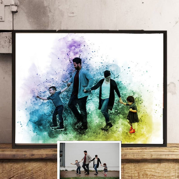 Digital Water color Art From Photo | Personalized Family Portrait | Beautiful Unique Anniversary Gift HEARTSLY