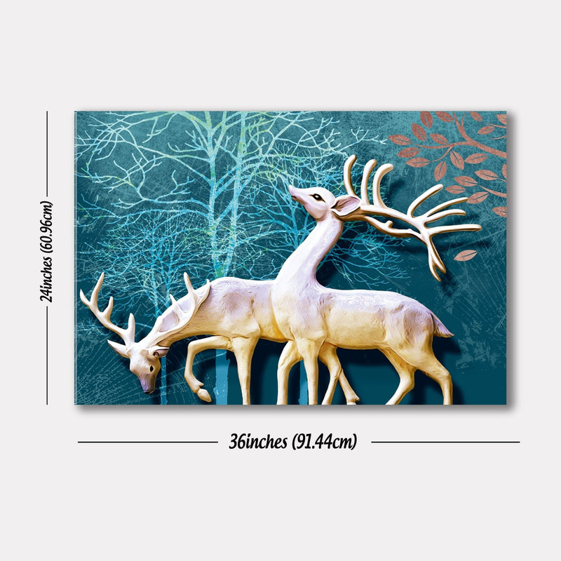Elegant Pair of Deer Canvas Premium  Wall Painting HEARTSLY