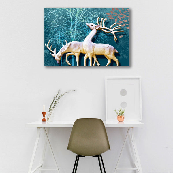 Elegant Pair of Deer Canvas Premium  Wall Painting HEARTSLY