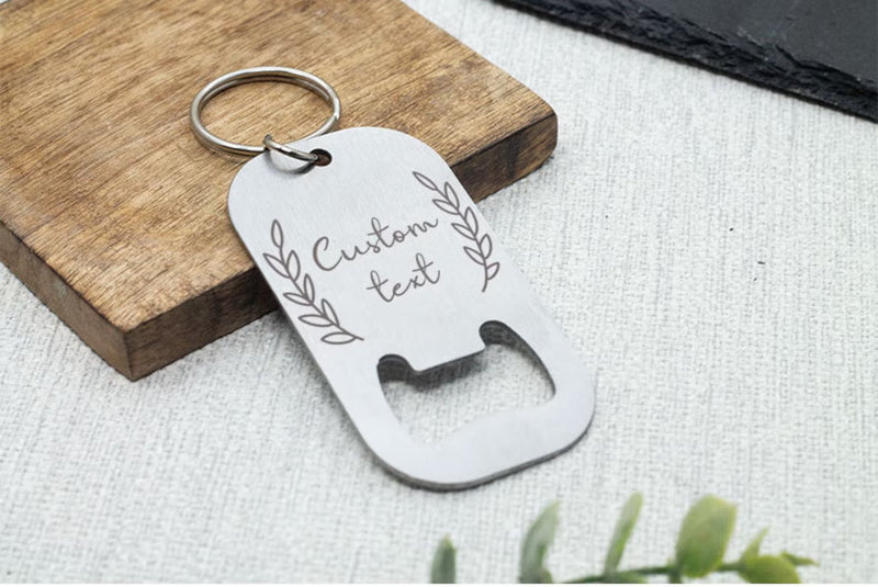 Engraved Bottle Opener Keyring Personalized With Any Text - Birthday Gift, Groomsman Present, Gift for him HEARTSLY
