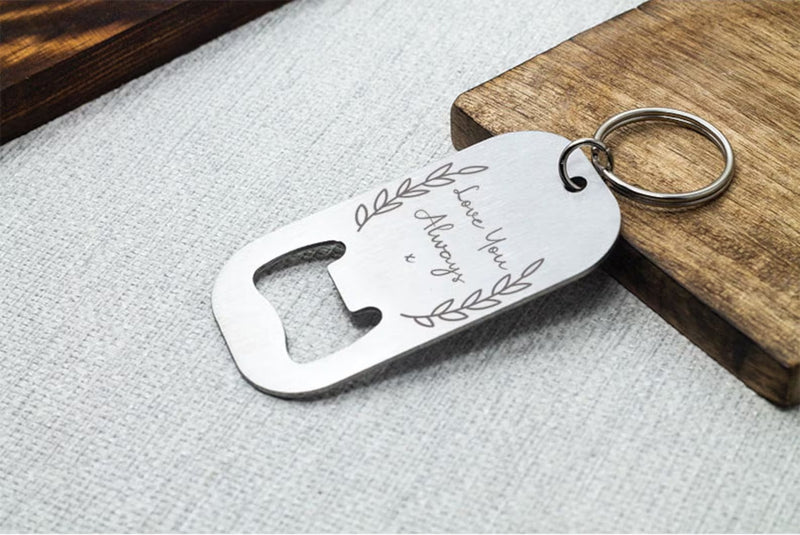 Engraved Bottle Opener Keyring Personalized With Any Text - Birthday Gift, Groomsman Present, Gift for him HEARTSLY