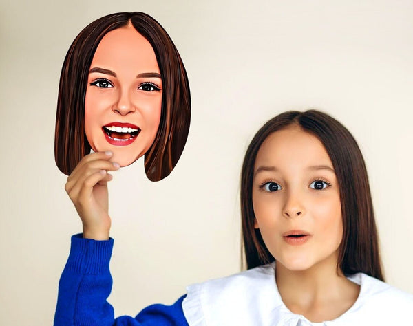 Express Your Fun Side: Personalized Cartoon Face Cut Out Photo Masks HEARTSLY