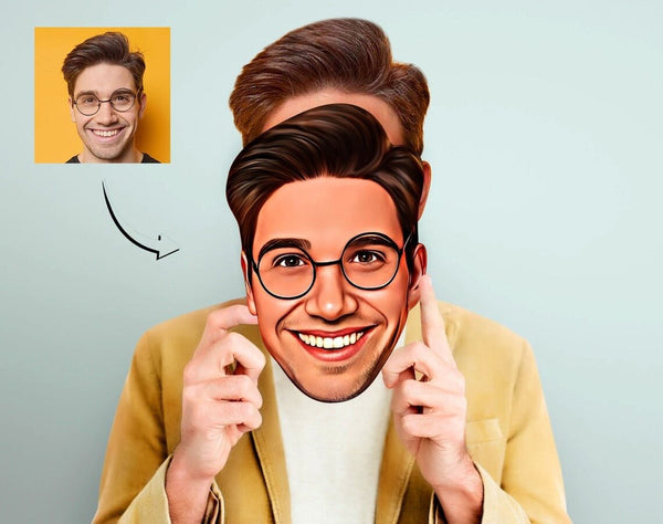 Laugh Out Loud with our Customized Comical Cartoon Face Photo Masks HEARTSLY