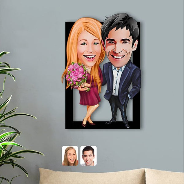 Love-Imprinted Acrylic Caricature Art. HEARTSLY