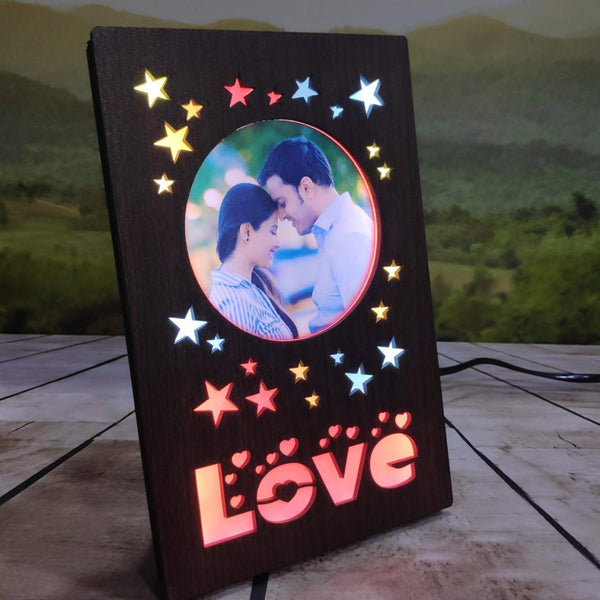 Lovely Couple Personalized LED Glowing Photo Frame ( 6*8 INCH ) HEARTSLY