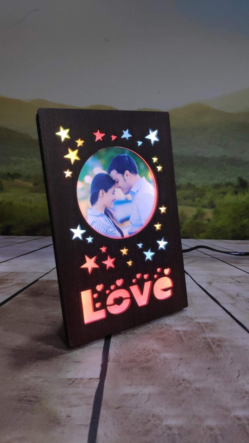 Lovely Couple Personalized LED Glowing Photo Frame ( 6*8 INCH ) HEARTSLY