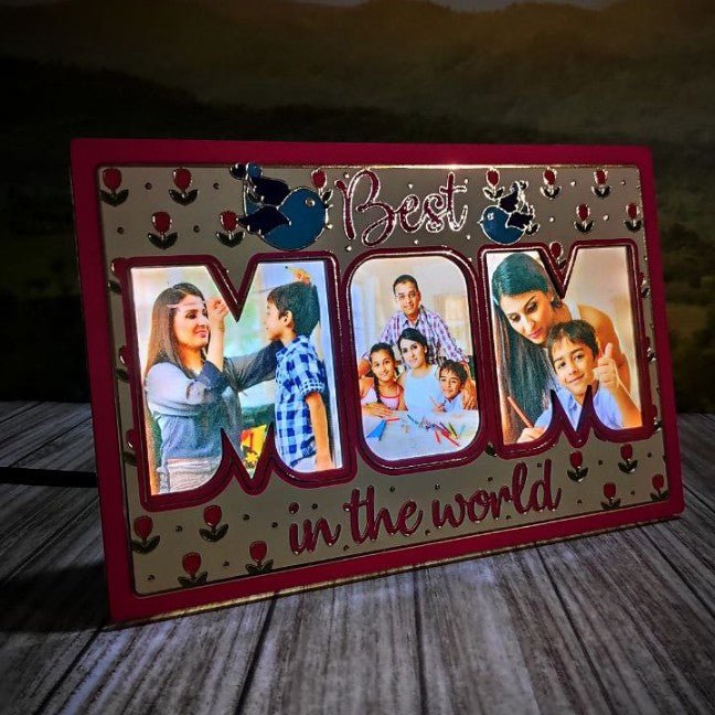 Mothers Day Theme LED Glowing Photo Frame ( 6*8 INCH ) || Exclusive Golden Work LED Frames HEARTSLY