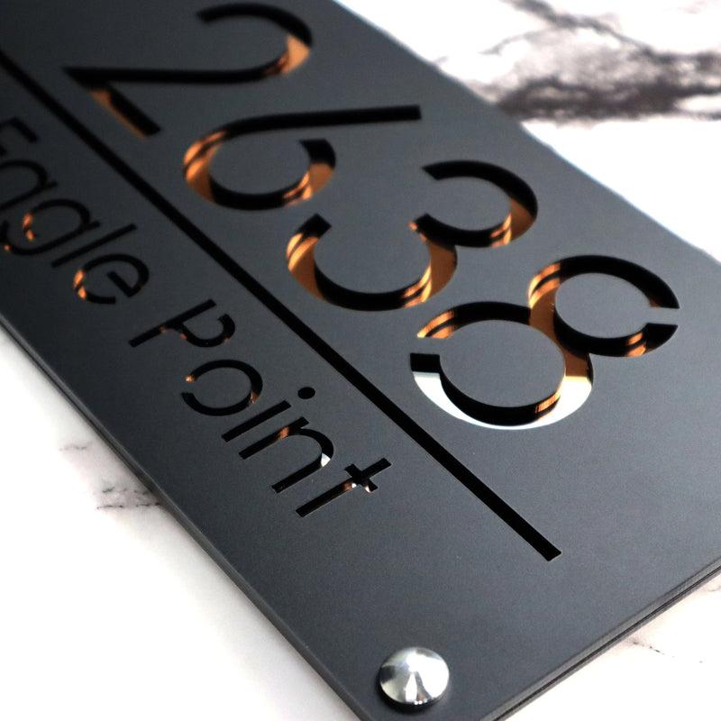 Personalized Modern Name Plates for Home Entrance | Customized Black Matte & Gold Acrylic Board for House Office Flat Door Signage