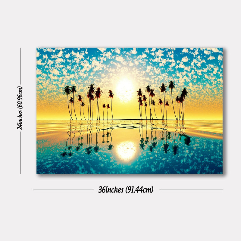 Nature Wall Painting of Colorful Palm Trees HEARTSLY