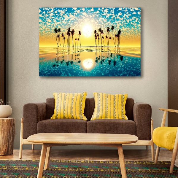 Nature Wall Painting of Colorful Palm Trees HEARTSLY