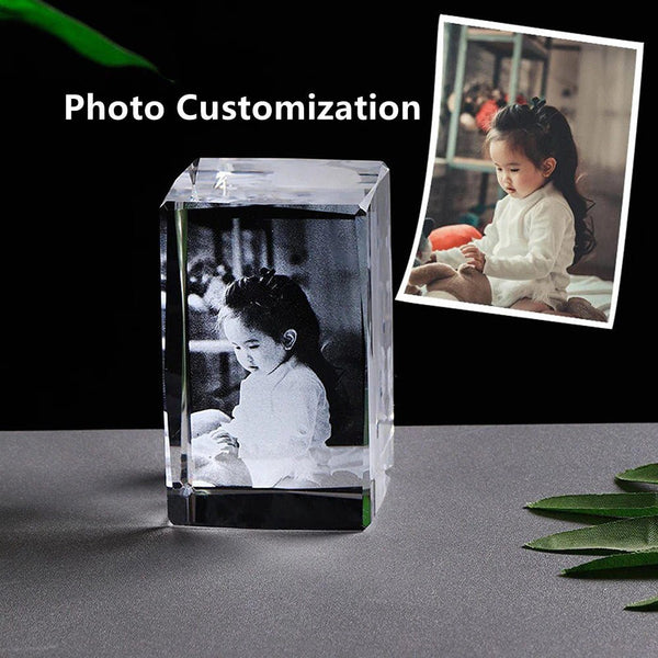 Personalised 3D Crystal Photo Gift for Birthday Anniversary Couples  60x40x40 mm With LED Base HEARTSLY