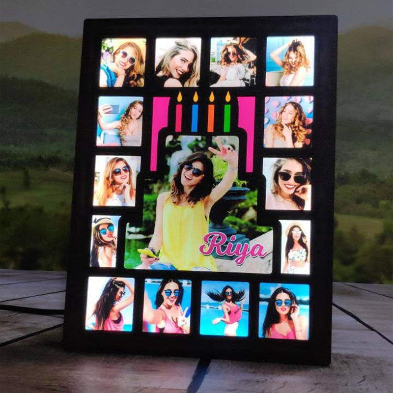 Personalised LED Collage Frame (Cake) ( 8*11 INCH ) HEARTSLY