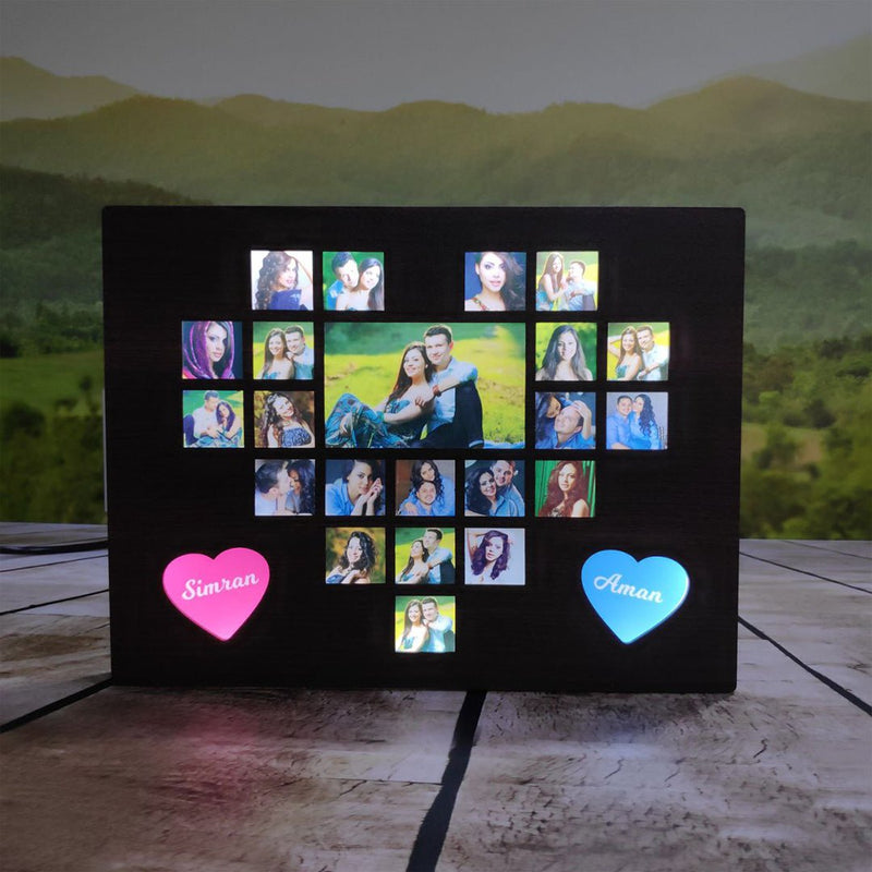 Personalised LED Collage Frame (Heart Collage) ( 8*11 INCH ) HEARTSLY