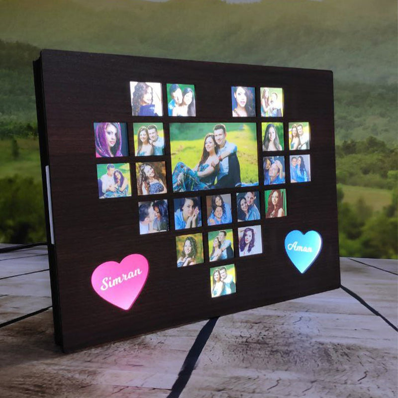 Personalised LED Collage Frame (Heart Collage) ( 8*11 INCH ) HEARTSLY