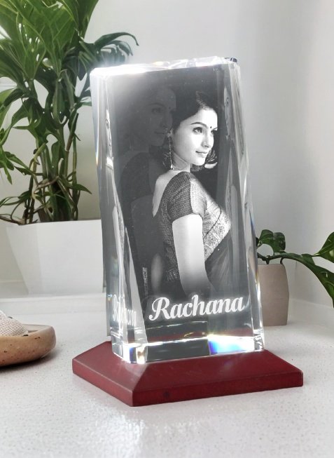 Personalized 3D Crystal Photo Gift for Birthday Anniversary Couples 140*70*50MM With LED Base HEARTSLY