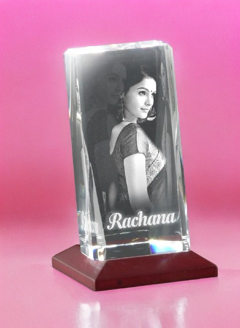 Personalized 3D Crystal Photo Gift for Birthday Anniversary Couples 140*70*50MM With LED Base HEARTSLY