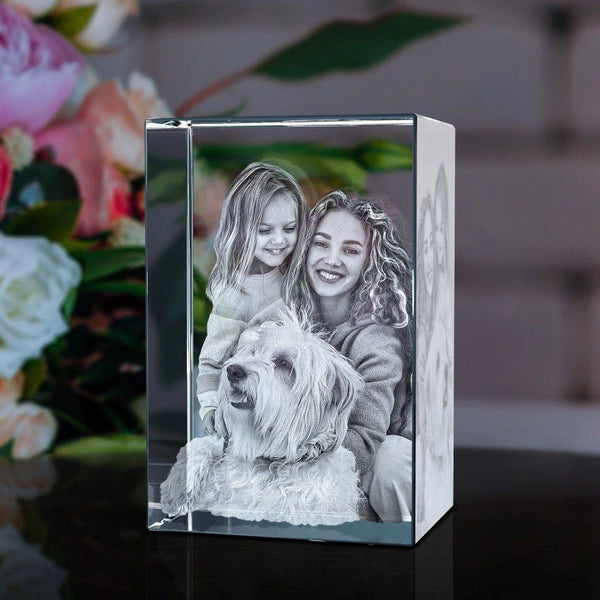 Personalized 3D Crystal Photo Gift for Birthday Anniversary Couples  50x80x50mm With LED Base HEARTSLY