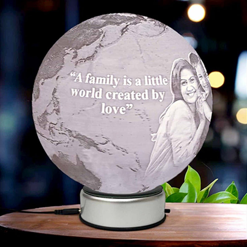 Personalized 3D Earth Lamp Comes with 16 color LED & a premium quality Rotating Base || 14cm Dia HEARTSLY
