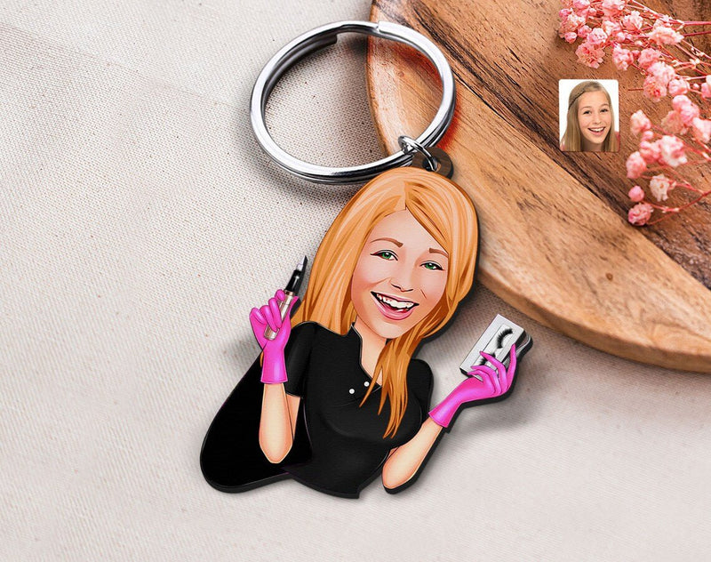Personalized Caricature Wooden Keychain Design 12 HEARTSLY