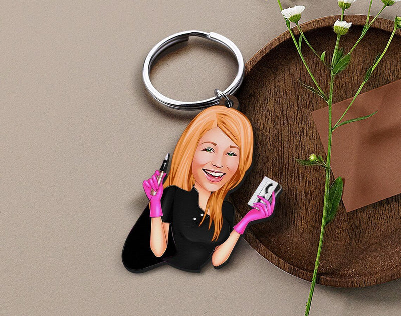 Personalized Caricature Wooden Keychain Design 12 HEARTSLY