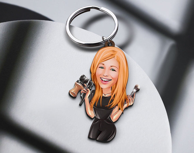 Personalized Caricature Wooden Keychain Design 14 HEARTSLY