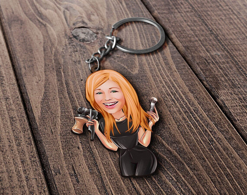 Personalized Caricature Wooden Keychain Design 14 HEARTSLY