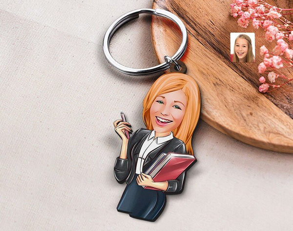 Personalized Caricature Wooden Keychain Design 15 HEARTSLY
