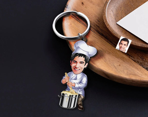 Personalized Caricature Wooden Keychain Design 18 HEARTSLY