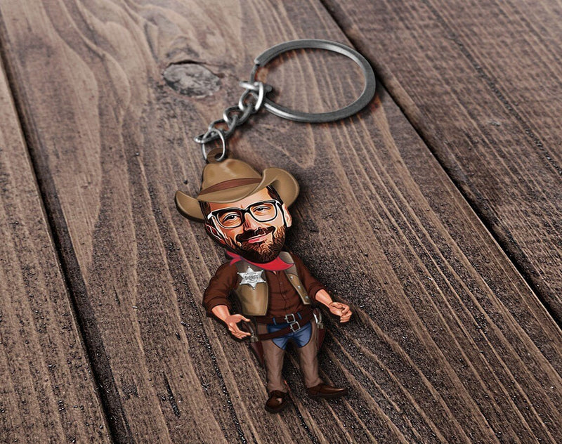 Personalized Caricature Wooden Keychain Design 19 HEARTSLY