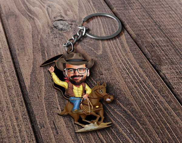 Personalized Caricature Wooden Keychain Design 20 HEARTSLY