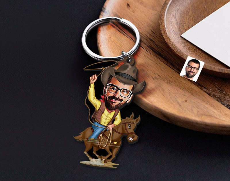 Personalized Caricature Wooden Keychain Design 20 HEARTSLY