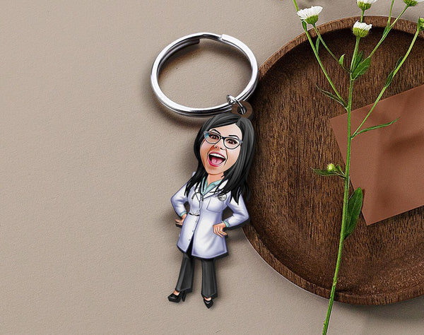 Personalized Caricature Wooden Keychain Design 25 HEARTSLY