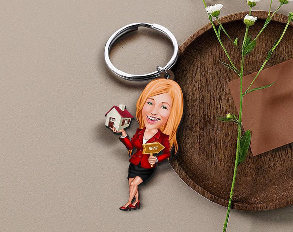 Personalized Caricature Wooden Keychain Design 26 HEARTSLY