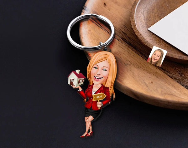 Personalized Caricature Wooden Keychain Design 27 HEARTSLY
