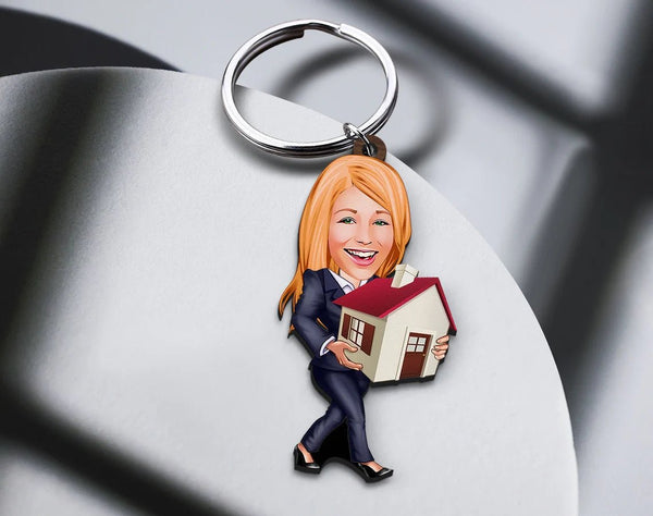 Personalized Caricature Wooden Keychain Design 28 HEARTSLY