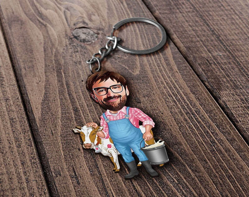 Personalized Caricature Wooden Keychain Design 30 HEARTSLY