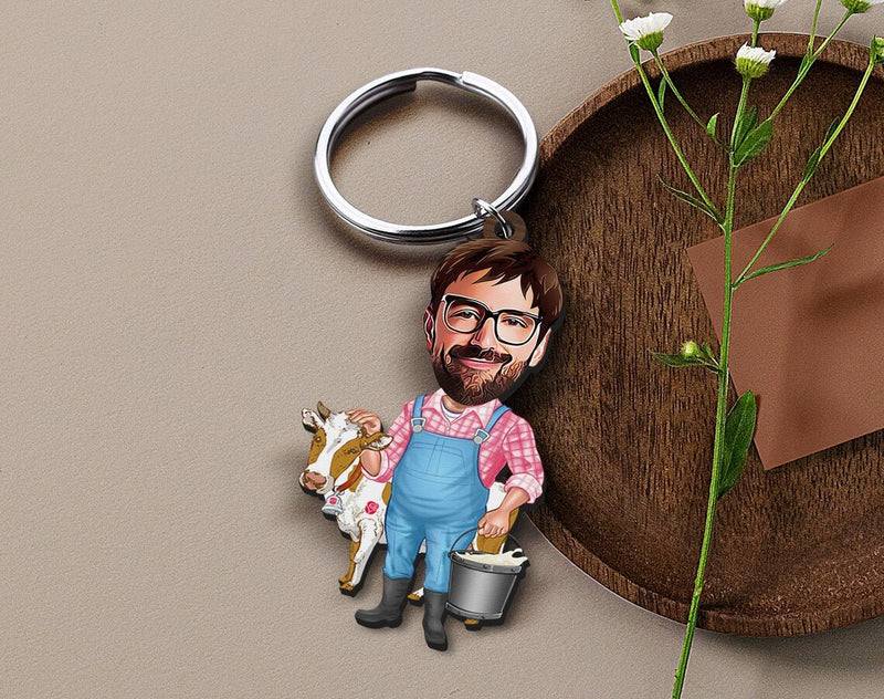 Personalized Caricature Wooden Keychain Design 30 HEARTSLY