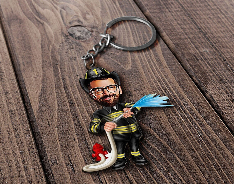 Personalized Caricature Wooden Keychain Design 31 HEARTSLY